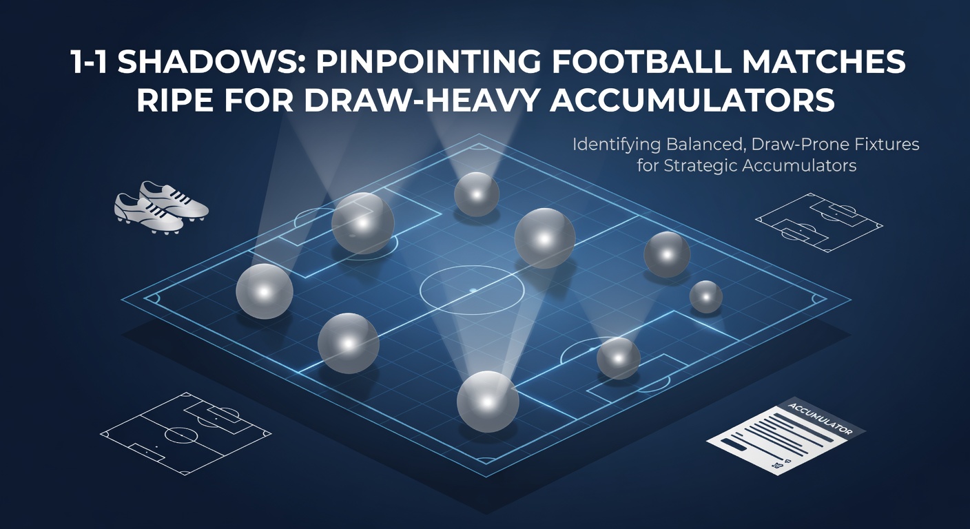A tense football match on a dimly lit pitch, players locked in a 1-1 stalemate as the clock winds down