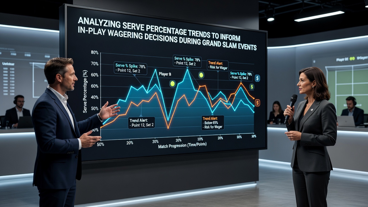 Close-up of tennis statistics dashboard showing serve percentage trends during a live Grand Slam match