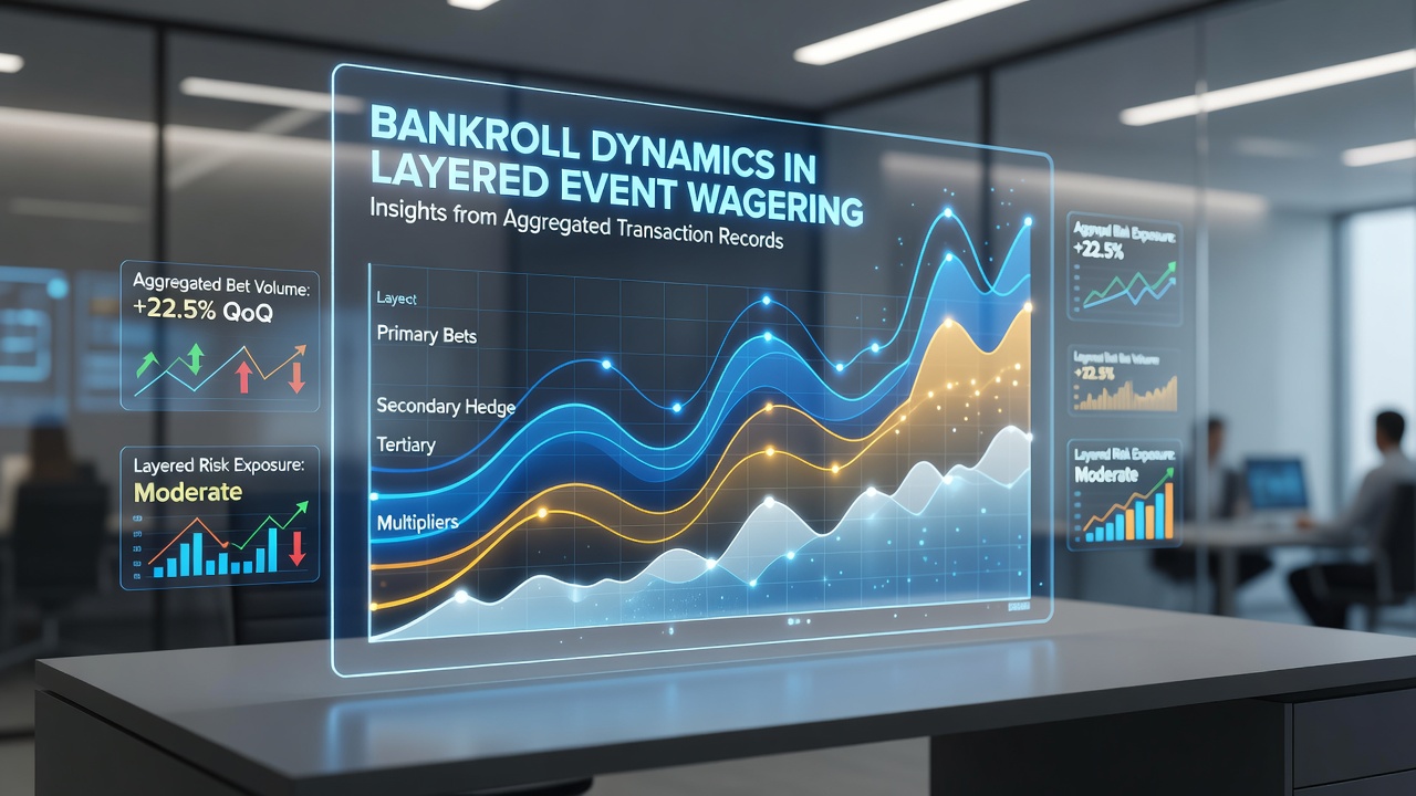 Visual representation of transaction flows in layered wagering systems showing bankroll allocation across multiple events