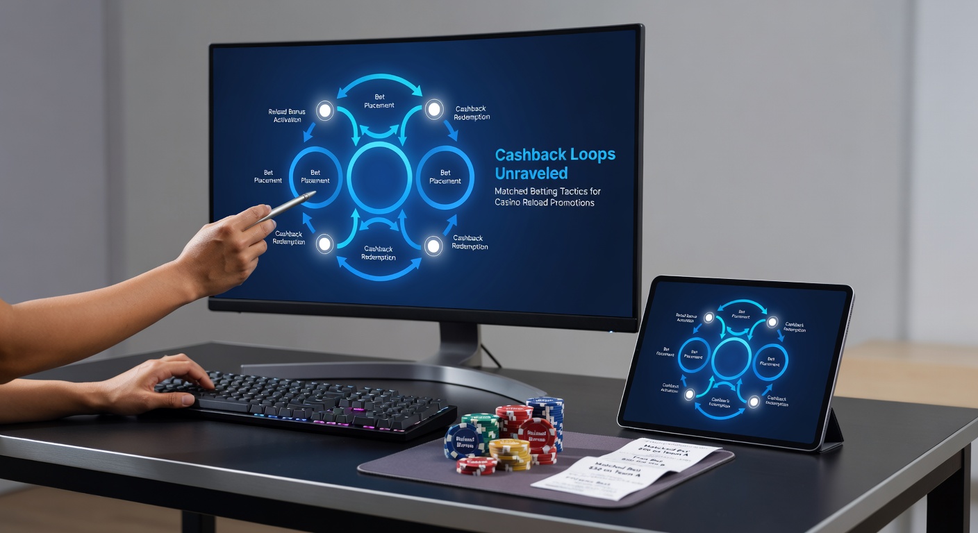 Diagram illustrating a cashback loop in matched betting, showing deposit, bonus, wagering, and withdrawal cycles