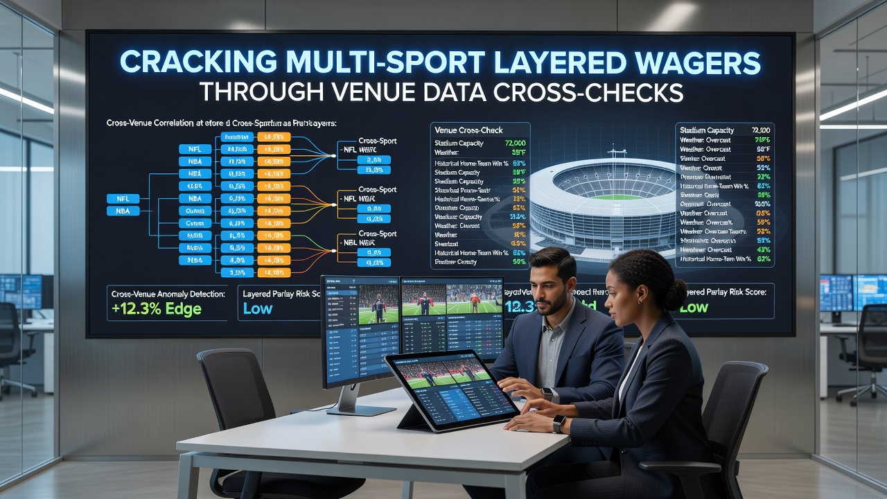 A detailed view of a sports venue with overlaid data charts showing performance statistics across multiple events