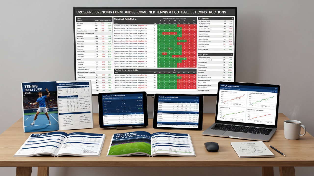 Data visualization showing linked tennis and football performance metrics in a betting context