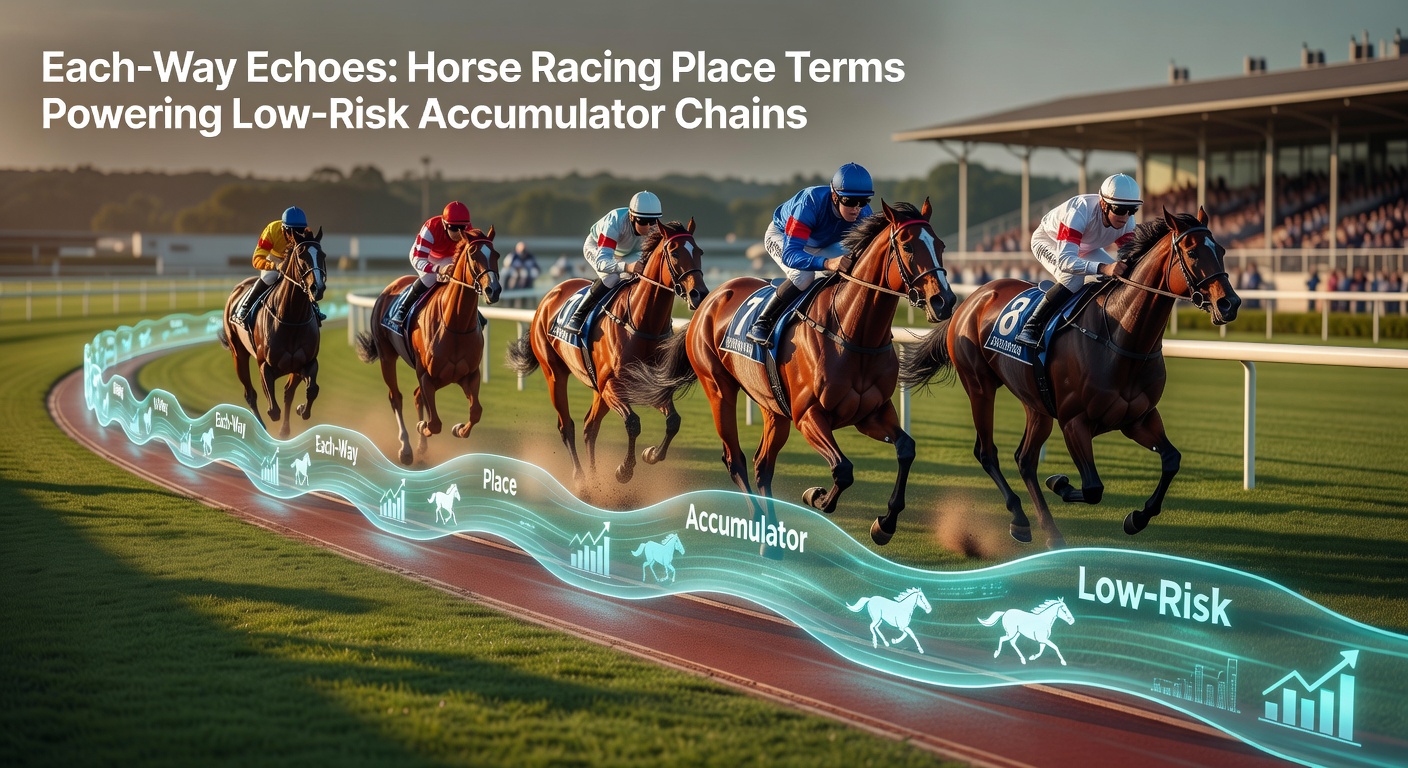 Vibrant racecourse scene showing horses crossing the finish line, highlighting place positions in a tight field