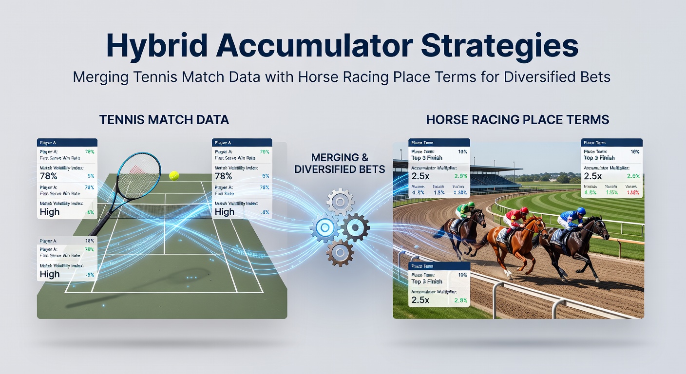 Tennis court statistics overlay with horse racing place bet charts showing accumulator structures