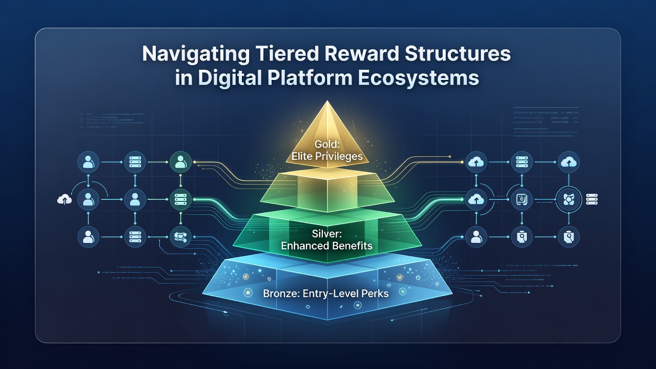 Chart displaying user progression through tiered reward levels with metrics on engagement and retention rates