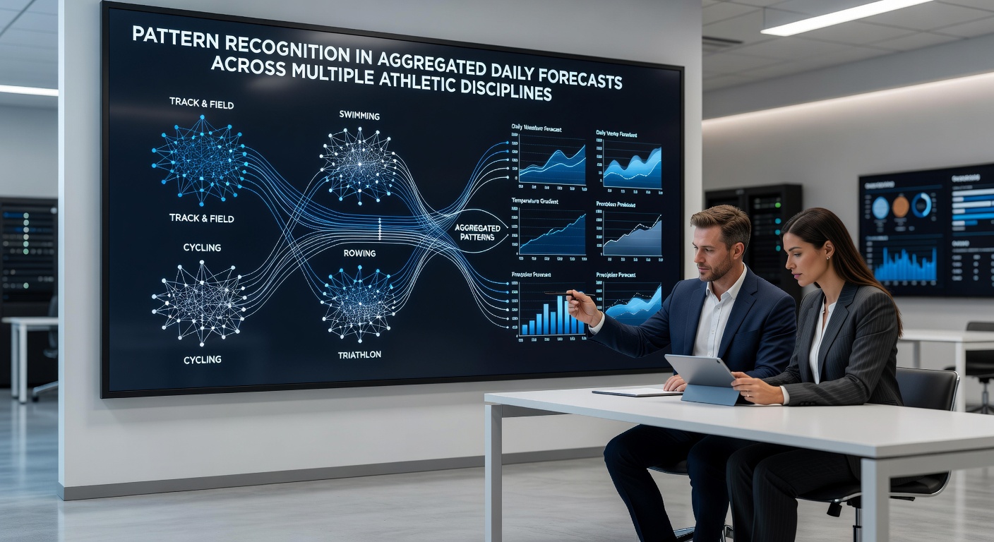 Analytical dashboard displaying pattern clusters from daily sports forecasts in multiple athletic fields